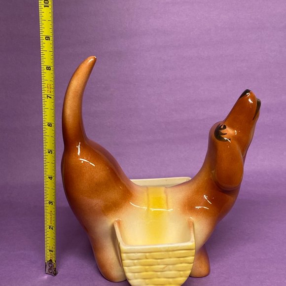 MidCentury 1950’s Dachshund Kitschy Ceramic Dresser Caddy Trinket Planter - Picture 4 of 9